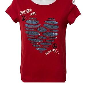 Justice stylish Girls Are Strong heart logo short sleeve top sz 12